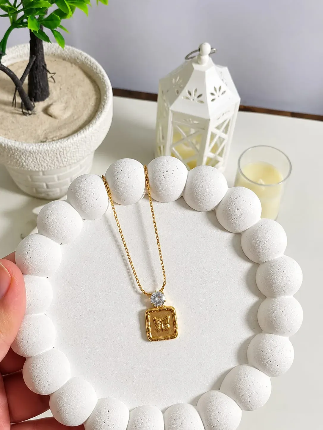 Crystal Square Pendant Necklace