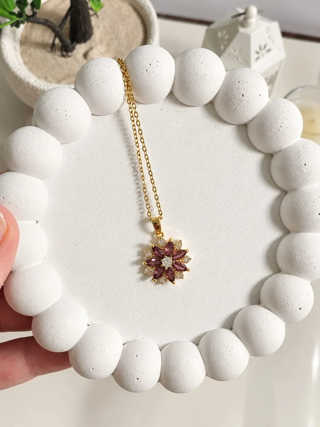 Ruby Blossom Pendant Necklace