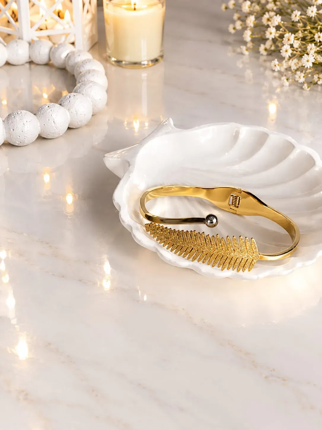 Golden Leaf Cuff Bangle